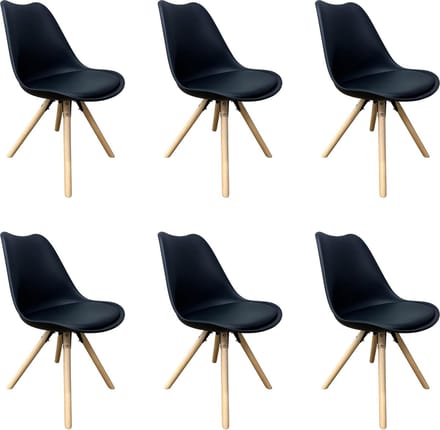 Lina® Bella Eetkamerstoelen - Set van 6 - Woonkamerstoel - Zwart