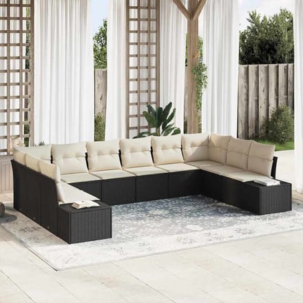vidaXL Tuin Sofa Set 10 st Zwart poly rattan
