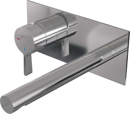 Brauer Chrome Edition inbouw wastafelmengkraan met rechte uitloop en afdekplaat model E2 chroom