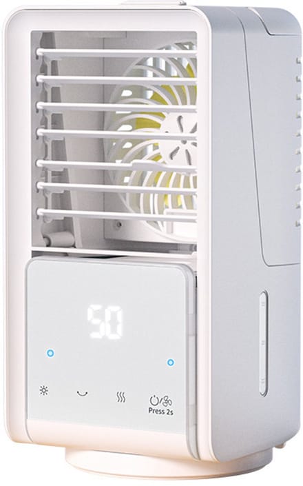 Bureauventilator Met Koudwaterstraal, Kleine Buitenkoeler, Mini Draagbare Airco Voor Nachtkastje, Wit, One Size