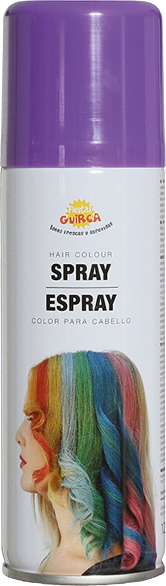 Fiestas Guirca Carnaval verkleed haar verf/spray - paars - spuitbus - 125 ml
