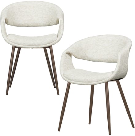 WOOOD Yossi Eetkamerstoelen Metalen Koper Poot - Naturel - Set van 2