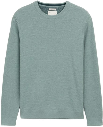Tom Tailor - Gebreide trui van katoen - Maat S - dark smoke green melange