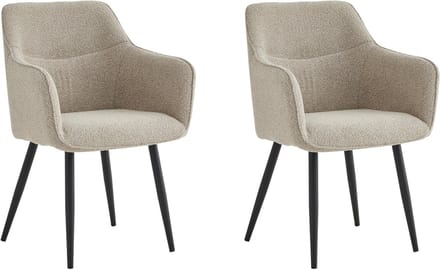 Colenis® - City Eetkamerstoel - Set Van 2 - Beige - Bouclé Stof - Industrieel