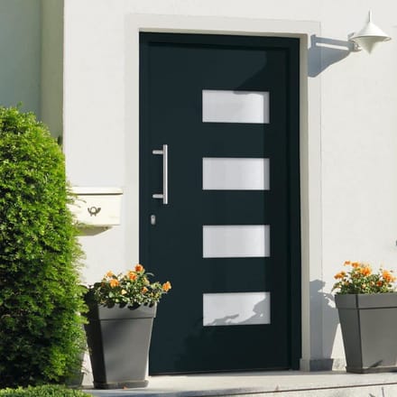vidaXL - Voordeur - 100x200 - cm - aluminium - en - PVC - antraciet