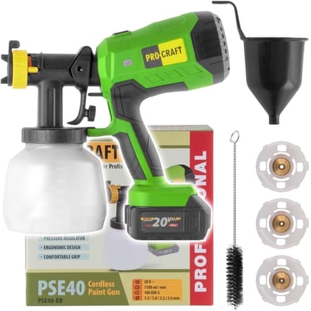 Procraft PSE40bb accu-verfspuitpistool 20 V Solo - zonder accu, zonder oplader