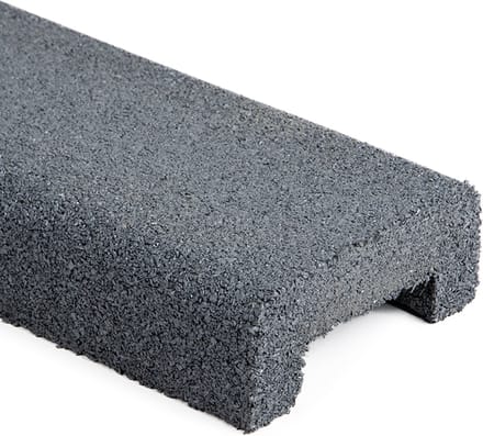 Rubbermagazijn - Rubber rand grijs - 100x10x6cm - Recycled rubber