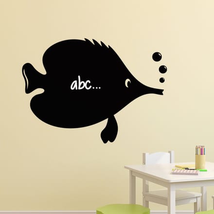 Schoolbordsticker - uitwisbare zelfklevende muurstickers - VISKARICATUUR - 30x40cm