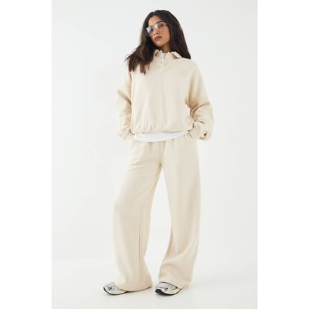 Dames DSGN Studio Self Fabric Applique Rechte Pijp Jogger | Stone | Maat: 2XL
