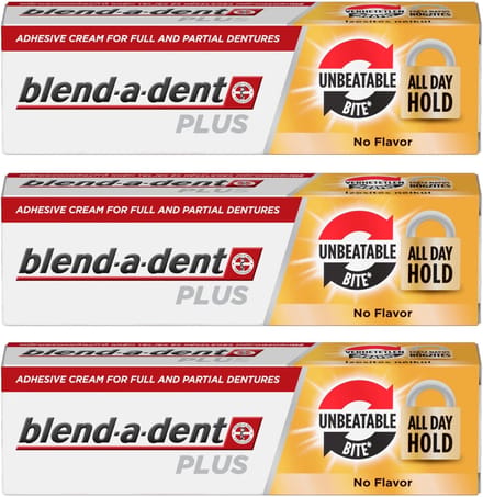 Blend-a-dent Plus Unbeatable - Hechtlijm voor protheses - Sterk, smaakloos, 3-pack