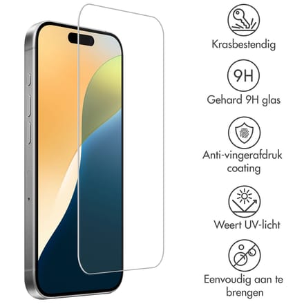 Accezz Screen Protector - Geschikt voor Apple iPhone 17 Pro / 17 / 16 Pro - Gehard Glas Screenprotector