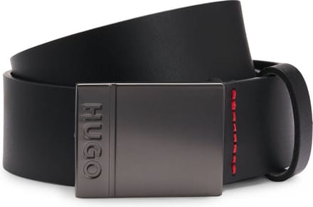 HUGO Leren Riem Goswin Sz35 Leather Belt W80 Black Zwart