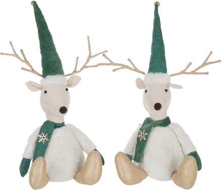 J-Line figuur Rendier Zitting - polyester - mix - 2 stuks