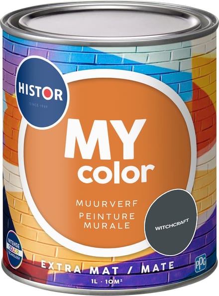 Histor MY Color Muurverf Extra Mat - Reinigbaar - Extra Dekkend - 1L - Witchcraft - Zwart