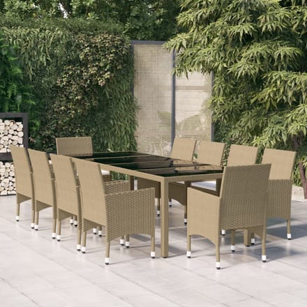 vidaXL - 11-delige - Tuinset - poly - rattan - beige