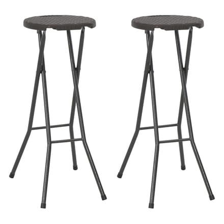 vidaXL - Barkrukken - inklapbaar - 2 - st - rattan - look - HDPE - en - staal - bruin