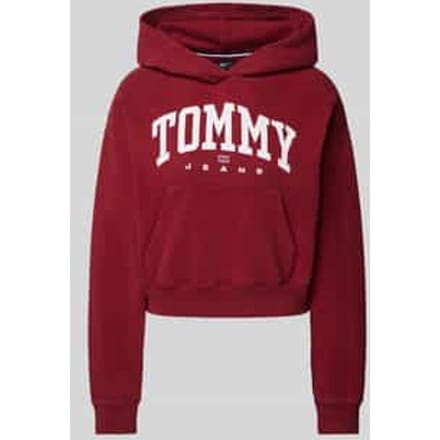 Korte hoodie met labelprint, model 'VARSITY'