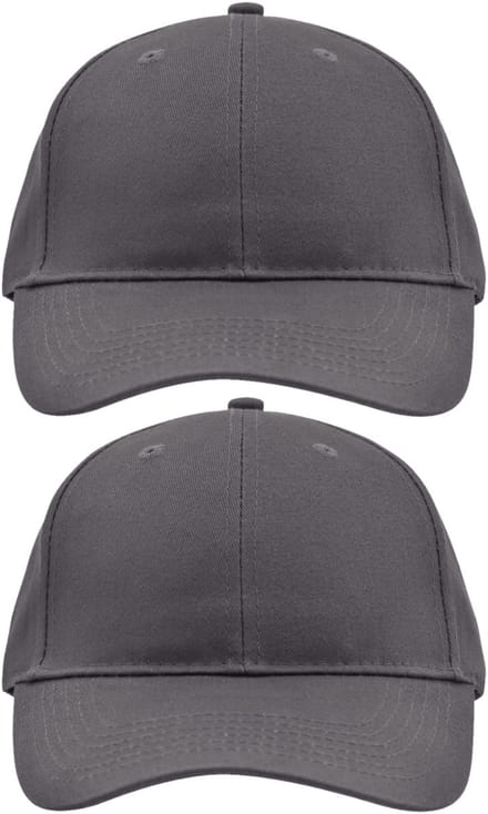 2x stuks 6-panel baseball caps antraciet grijs