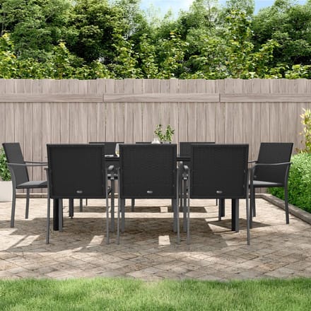 vidaXL - 9-delige - Tuinset - met - kussens - poly - rattan - en - staal
