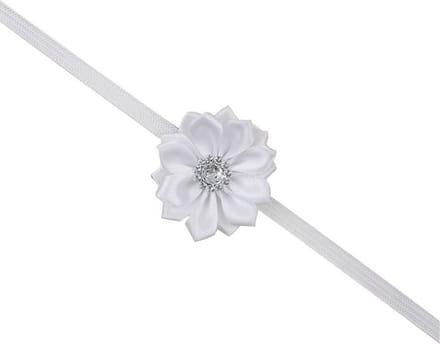 Haarband dun met mooie bloem - Wit