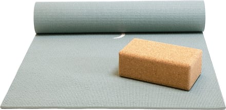 Basispakket yogamat en blok - moon asgroen
