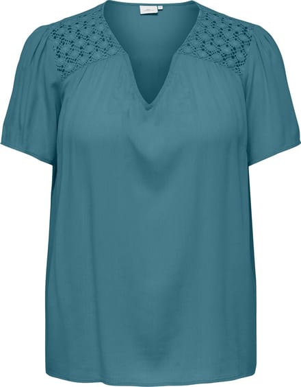 ONLY CARMAKOMA - CARSELASI S/S V-NECK TOP WVN - Dames - Blouses