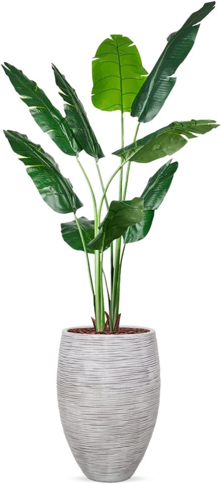 Kunstplant Strelitzia in Vaas elegant Rib ivoor H210 cm