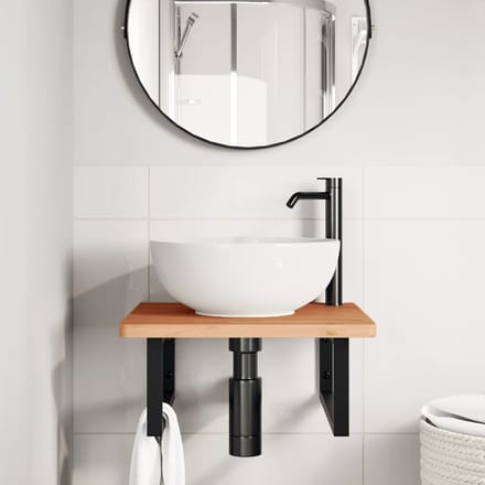 vidaXL - Badkamer - wandschap - staal - en - massief - beukenhout