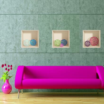 3D-effect bolvormige stickers, 30 x 90 cm