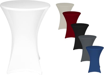 Set van 5 Elastische Statafelhoezen voor Ronde Bistrotafels Wit Geschikt voor Ø 70-75 cm