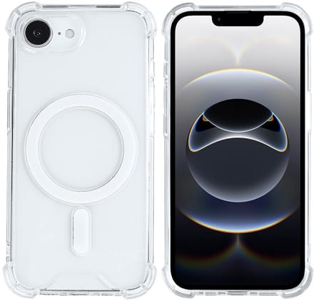 Rixus Anti-Burst Case With MagSafe For Apple iPhone 16e, 17e Transparent