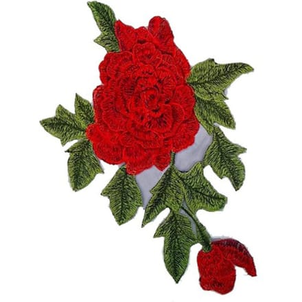 Roos Patch 10.2x7.1in Uitstekende Textuur Duurzaam Polyester Multifunctionele Bloem Patch voor Kleding red