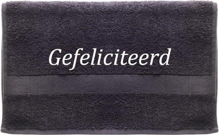 Handdoek - Gefeliciteerd - 100x50cm - Grijs