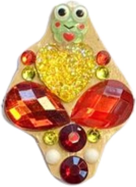Face jewel/gezicht sticker - handmade - Oeteldonk - rood-wit-geel - kikker - Carnaval