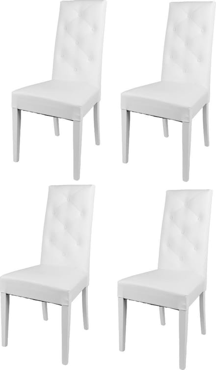 Tommychairs Chantal - Eetkamerstoelen - Set van 4 - Wit - Kunstleer & Hout