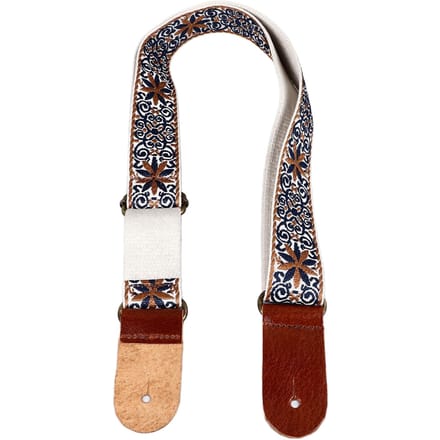 Geborduurde Ukulele Riem Etnische Stijl Verstelbare Lengte Nylon Leer Comfortabele Pasvorm Ukulele white
