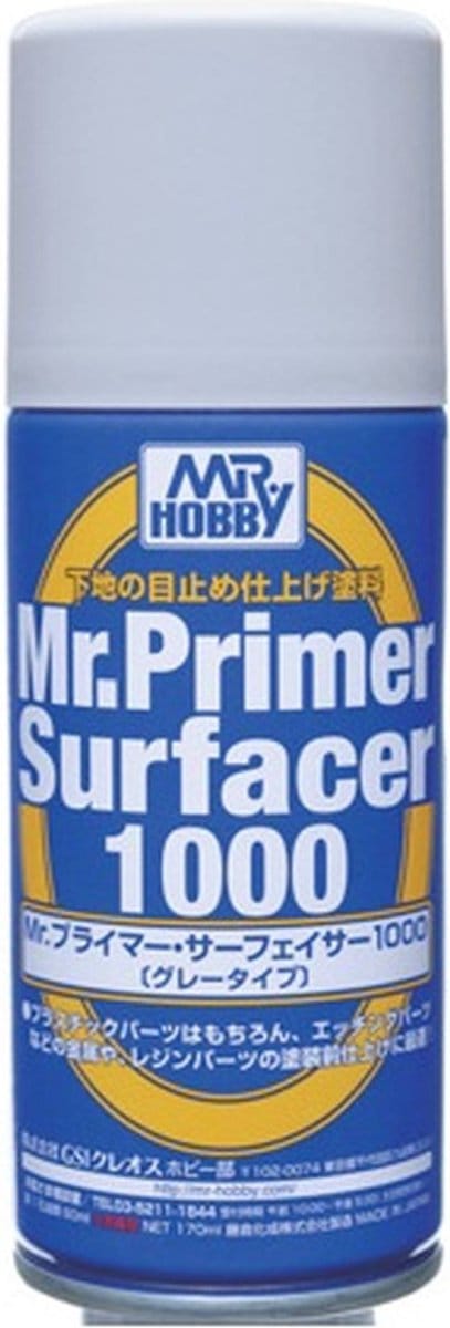 Mr. Hobby Hobbyverf - B-524 Surfr Grijs 1000 - Primer Spray - 170ml Verf spuitbus - 170 ml