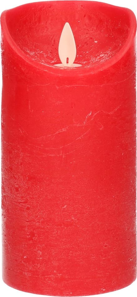 Anna's Collection Led kaars/stompkaars - rood - H15 x D7,5 cm - wax - bewegende vlam
