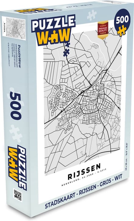 Puzzel Stadskaart - Rijssen - Grijs - Wit - Legpuzzel - Puzzel 500 stukjes - Plattegrond