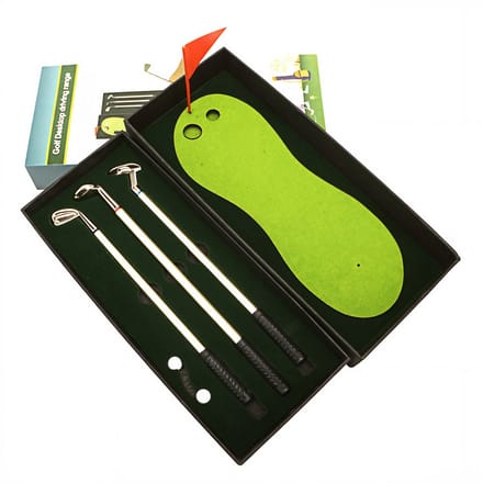 Stripe 3 golfclub-balpennen met mini putting green en 2 balletjes