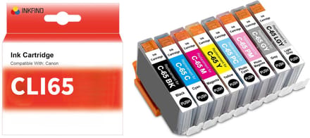 INKFIND CLI-65 Inktcartridge compatibel met Canon CLI-65 - 8-pack Zwart*1 en Kleur*7