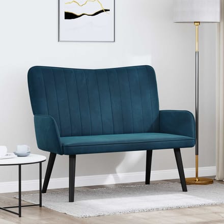 vidaXL - 2-Zits - Sofa - Blauw - 115 - x - 61 - x - 87 - cm - fluweel