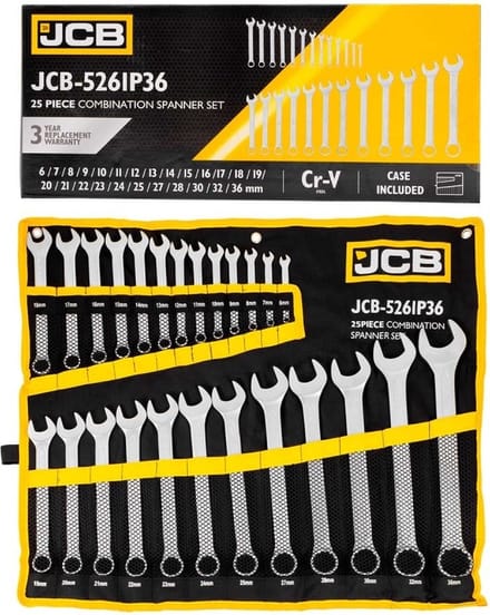 JCB - Steeksleutelset - 25-delig 6-25, 27, 28, 30, 32 en 36mm