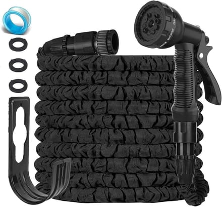 Tuinslang Uitrekbaar - Flexibele Waterslang - Tuin Water Geven - 3x Langer Wordend - 30 Meter - Zwart