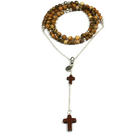 Heaven Eleven Men - heren - ketting - edelsteen - Jaspis - bruin - kruis