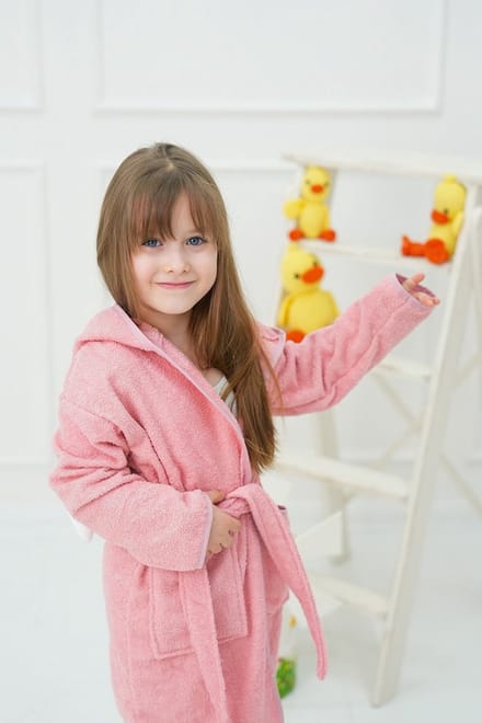 Kinderbadjas - Diervorm - Katoenen - 9/10 Jaar - Konijn - Zalm Kleur