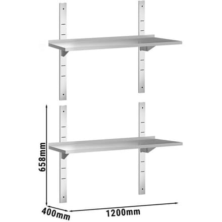 GGM Gastro Dubbele RVS wandschap PREMIUM - 1200x400mm zilver