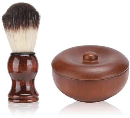 2-delige scheerborstelset met houten scheerkom voor mannen