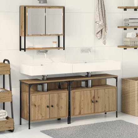 vidaXL - Badkamermeubel - Set - 3 - st - Bruin - Bewerkt - hout