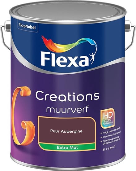 Flexa - Creations Muurverf Extra Mat - Puur Aubergine - Mengverf - 5 L